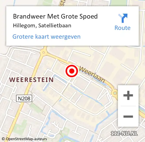 Locatie op kaart van de 112 melding: Brandweer Met Grote Spoed Naar Hillegom, Satellietbaan op 2 november 2016 15:13