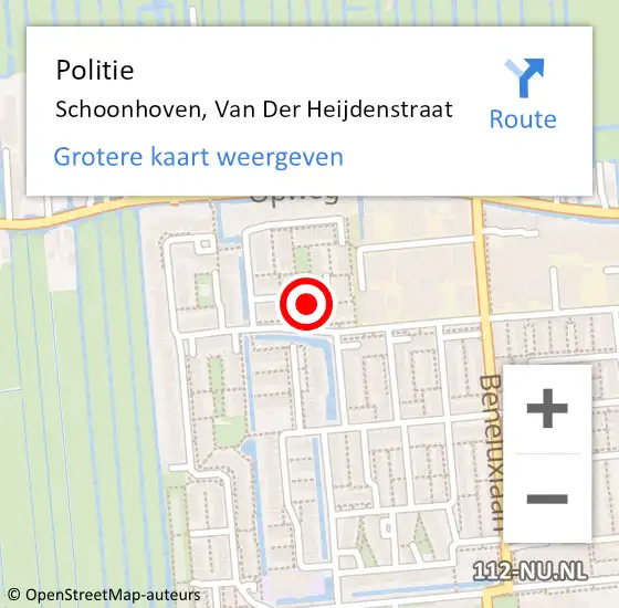 Locatie op kaart van de 112 melding: Politie Schoonhoven, Van Der Heijdenstraat op 2 november 2016 15:14