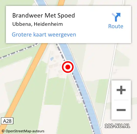 Locatie op kaart van de 112 melding: Brandweer Met Spoed Naar Ubbena, Heidenheim op 2 november 2016 15:32