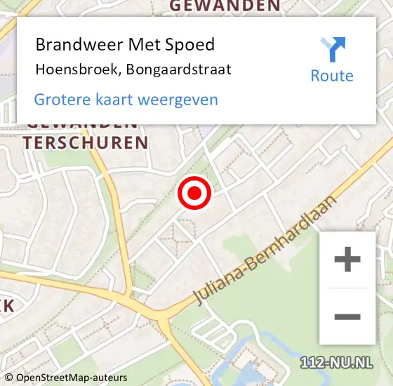 Locatie op kaart van de 112 melding: Brandweer Met Spoed Naar Hoensbroek, Bongaardstraat op 2 november 2016 15:54