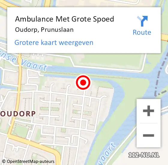 Locatie op kaart van de 112 melding: Ambulance Met Grote Spoed Naar Oudorp, Prunuslaan op 2 november 2016 15:55