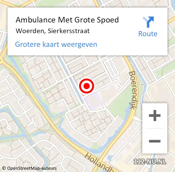 Locatie op kaart van de 112 melding: Ambulance Met Grote Spoed Naar Woerden, Sierkersstraat op 2 november 2016 16:05