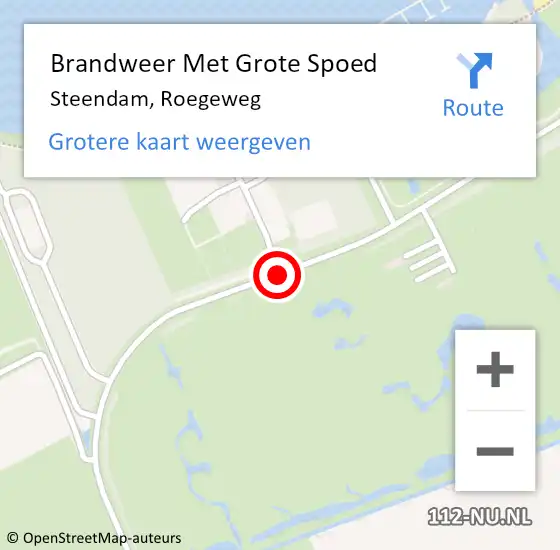 Locatie op kaart van de 112 melding: Brandweer Met Grote Spoed Naar Steendam, Roegeweg op 2 november 2016 16:18