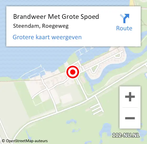 Locatie op kaart van de 112 melding: Brandweer Met Grote Spoed Naar Steendam, Roegeweg op 2 november 2016 16:24