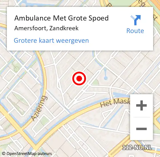 Locatie op kaart van de 112 melding: Ambulance Met Grote Spoed Naar Amersfoort, Zandkreek op 2 november 2016 16:48