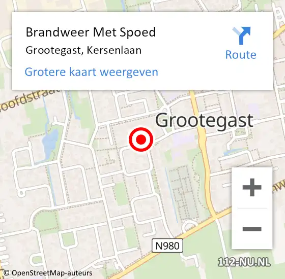 Locatie op kaart van de 112 melding: Brandweer Met Spoed Naar Grootegast, Kersenlaan op 31 december 2013 21:24