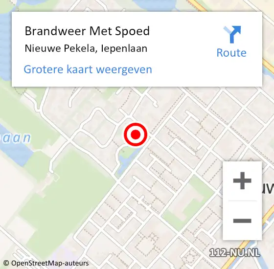 Locatie op kaart van de 112 melding: Brandweer Met Spoed Naar Nieuwe Pekela, Iepenlaan op 2 november 2016 17:13