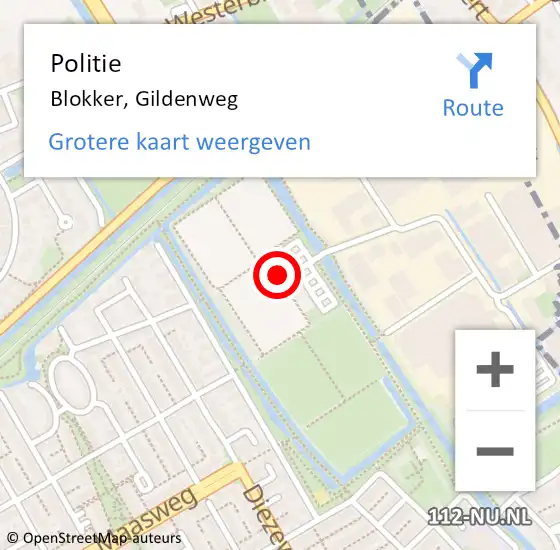 Locatie op kaart van de 112 melding: Politie Blokker, Gildenweg op 2 november 2016 17:15