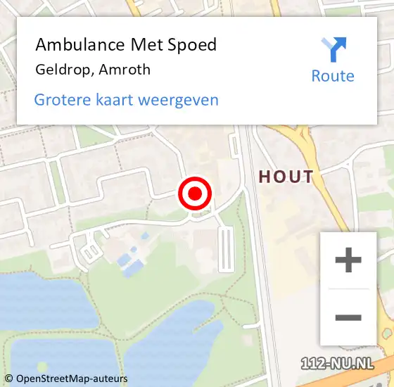 Locatie op kaart van de 112 melding: Ambulance Met Spoed Naar Geldrop, Amroth op 2 november 2016 17:36