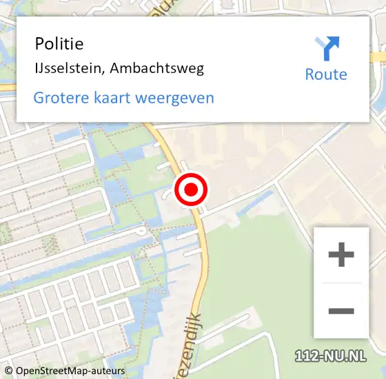 Locatie op kaart van de 112 melding: Politie IJsselstein, Ambachtsweg op 2 november 2016 17:40