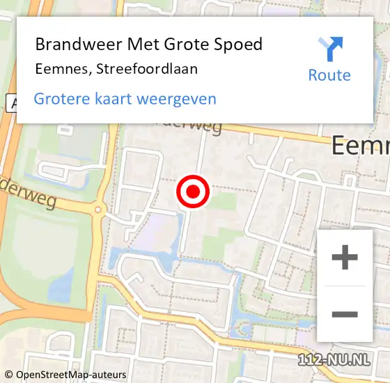 Locatie op kaart van de 112 melding: Brandweer Met Grote Spoed Naar Eemnes, Streefoordlaan op 2 november 2016 18:52