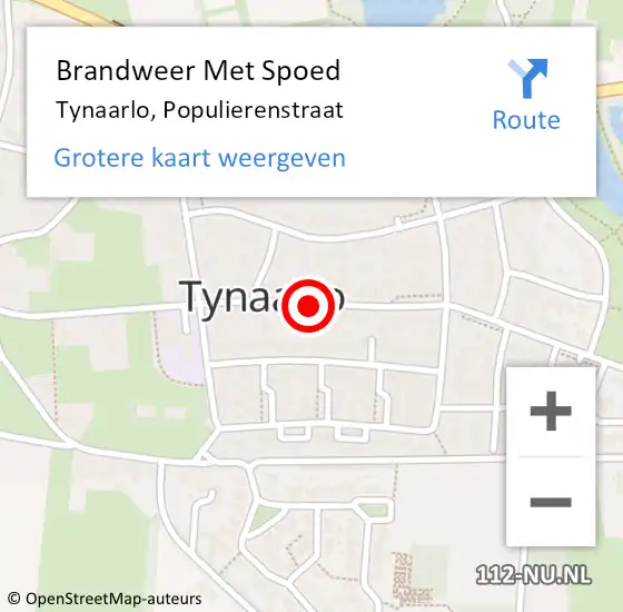 Locatie op kaart van de 112 melding: Brandweer Met Spoed Naar Tynaarlo, Populierenstraat op 31 december 2013 21:31