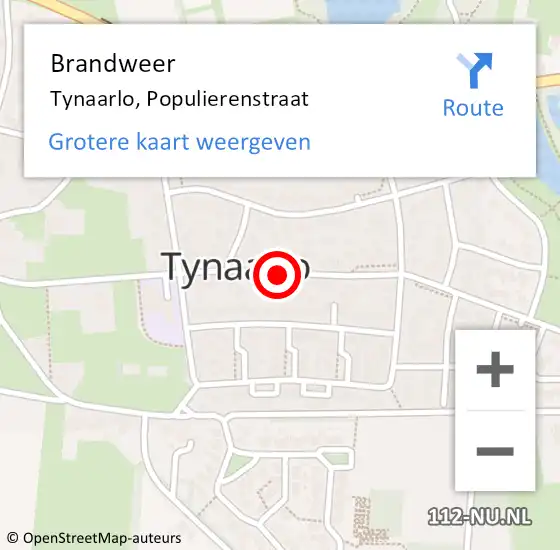 Locatie op kaart van de 112 melding: Brandweer Tynaarlo, Populierenstraat op 31 december 2013 21:31