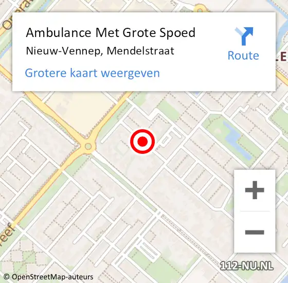 Locatie op kaart van de 112 melding: Ambulance Met Grote Spoed Naar Nieuw-Vennep, Mendelstraat op 2 november 2016 20:19