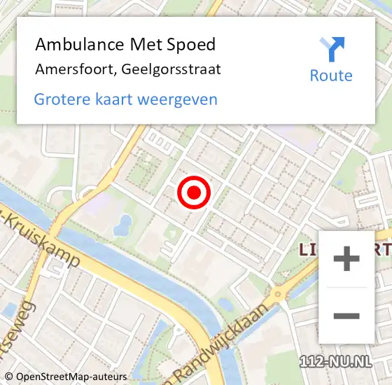 Locatie op kaart van de 112 melding: Ambulance Met Spoed Naar Amersfoort, Geelgorsstraat op 2 november 2016 20:28