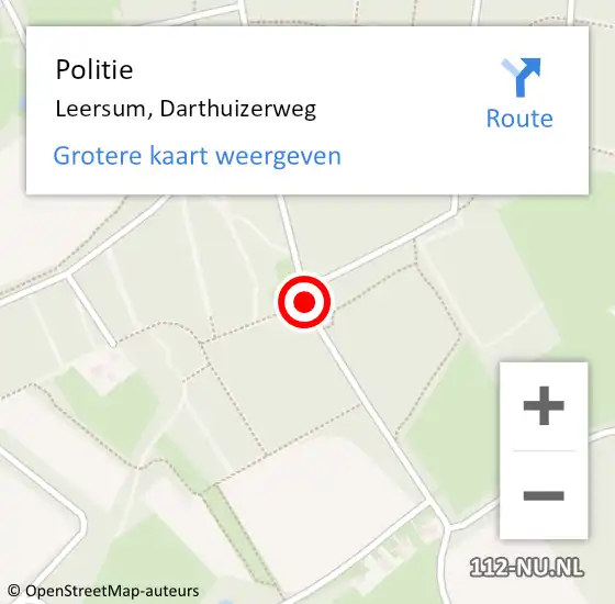 Locatie op kaart van de 112 melding: Politie Leersum, Darthuizerweg op 2 november 2016 21:30