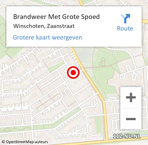 Locatie op kaart van de 112 melding: Brandweer Met Grote Spoed Naar Winschoten, Zaanstraat op 31 december 2013 21:37