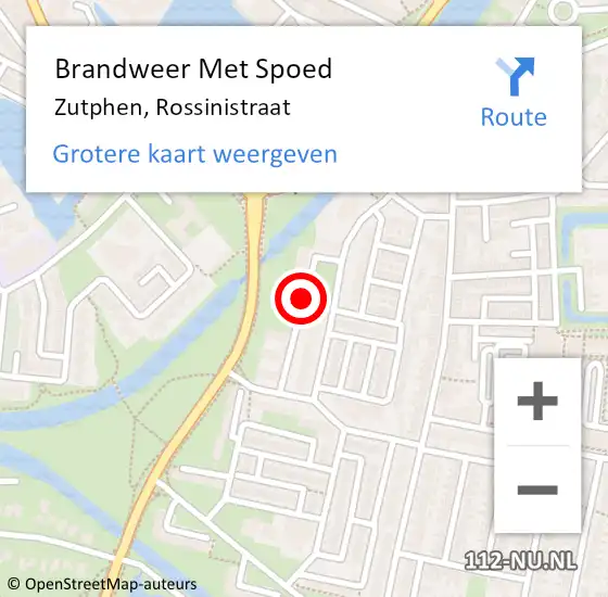 Locatie op kaart van de 112 melding: Brandweer Met Spoed Naar Zutphen, Rossinistraat op 31 december 2013 21:38