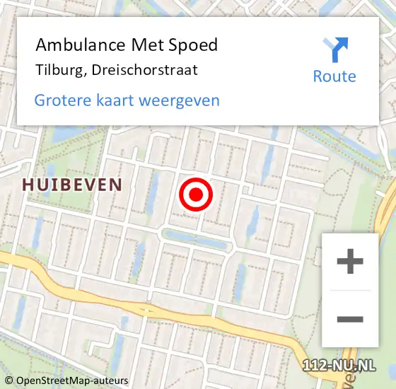 Locatie op kaart van de 112 melding: Ambulance Met Spoed Naar Tilburg, Dreischorstraat op 2 november 2016 22:16