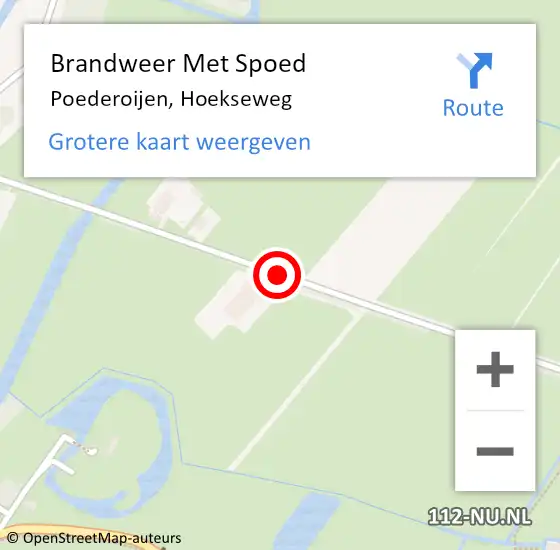 Locatie op kaart van de 112 melding: Brandweer Met Spoed Naar Poederoijen, Hoekseweg op 2 november 2016 23:38