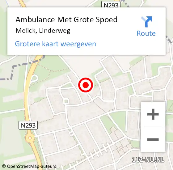 Locatie op kaart van de 112 melding: Ambulance Met Grote Spoed Naar Melick, Linderweg op 2 november 2016 23:57