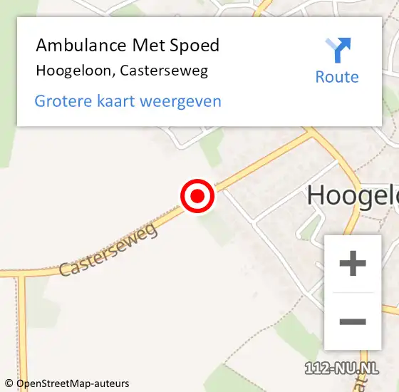 Locatie op kaart van de 112 melding: Ambulance Met Spoed Naar Hoogeloon, Casterseweg op 3 november 2016 01:55