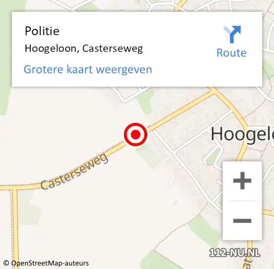 Locatie op kaart van de 112 melding: Politie Hoogeloon, Casterseweg op 3 november 2016 01:59