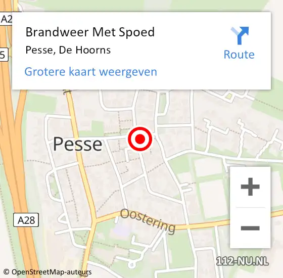 Locatie op kaart van de 112 melding: Brandweer Met Spoed Naar Pesse, De Hoorns op 31 december 2013 21:44