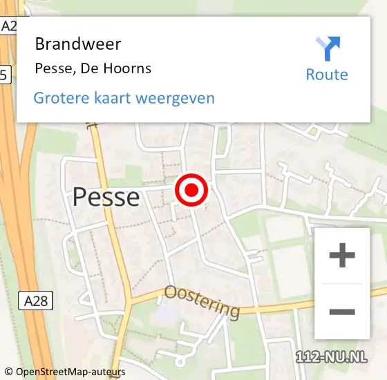 Locatie op kaart van de 112 melding: Brandweer Pesse, De Hoorns op 31 december 2013 21:46