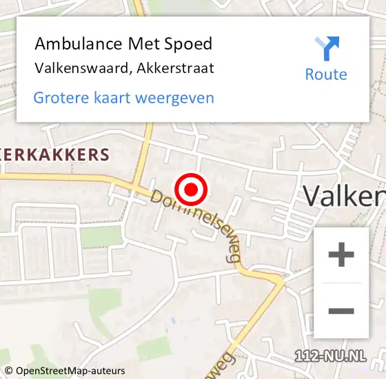 Locatie op kaart van de 112 melding: Ambulance Met Spoed Naar Valkenswaard, Akkerstraat op 3 november 2016 07:15