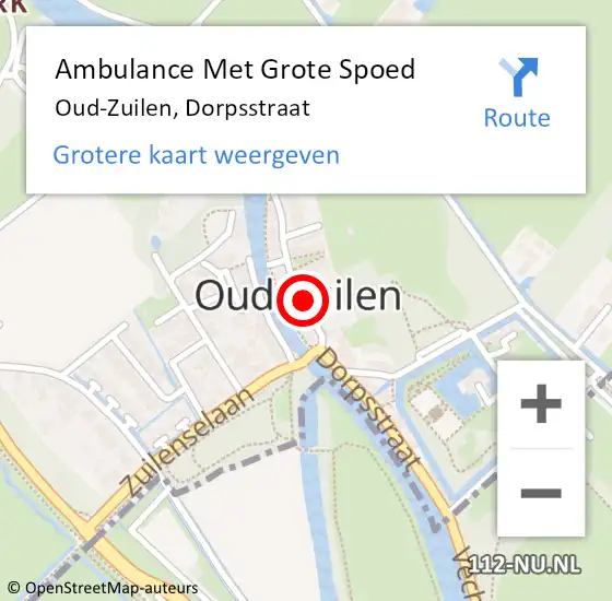 Locatie op kaart van de 112 melding: Ambulance Met Grote Spoed Naar Oud-Zuilen, Dorpsstraat op 3 november 2016 07:21