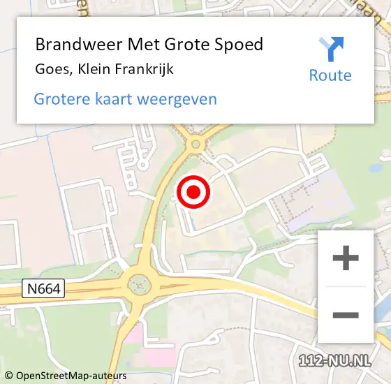 Locatie op kaart van de 112 melding: Brandweer Met Grote Spoed Naar Goes, Klein Frankrijk op 3 november 2016 07:45