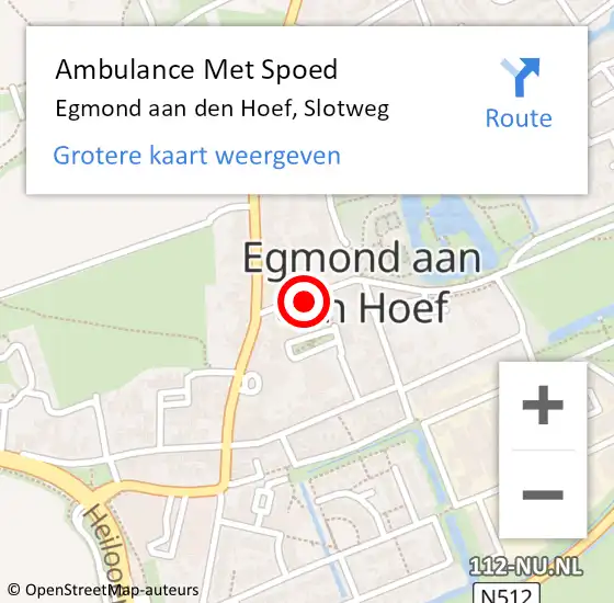 Locatie op kaart van de 112 melding: Ambulance Met Spoed Naar Egmond aan den Hoef, Slotweg op 3 november 2016 07:59