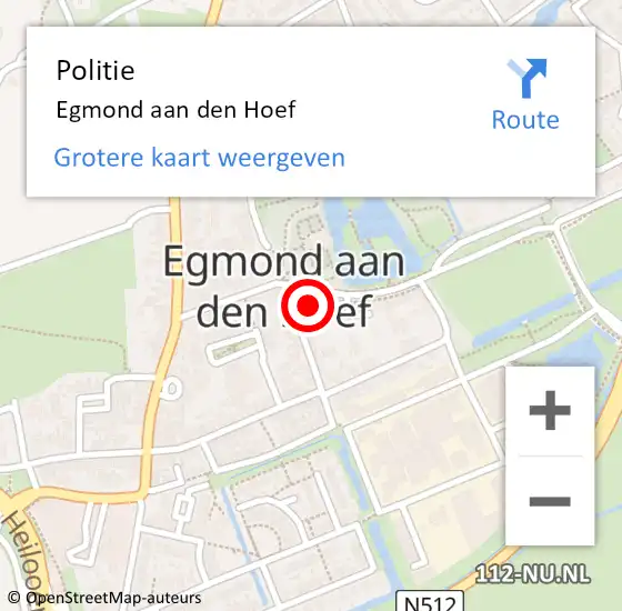 Locatie op kaart van de 112 melding: Politie Egmond aan den Hoef op 3 november 2016 08:00