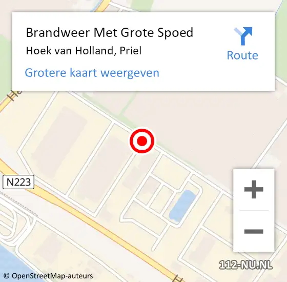 Locatie op kaart van de 112 melding: Brandweer Met Grote Spoed Naar Hoek van Holland, Priel op 3 november 2016 08:05