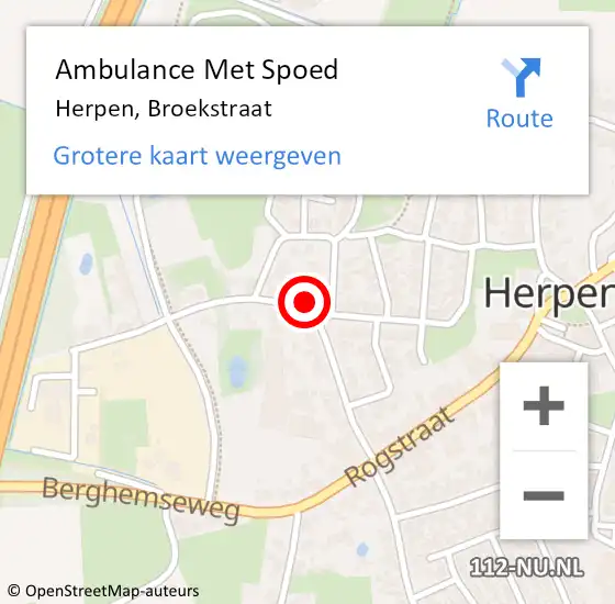 Locatie op kaart van de 112 melding: Ambulance Met Spoed Naar Herpen, Broekstraat op 3 november 2016 08:52