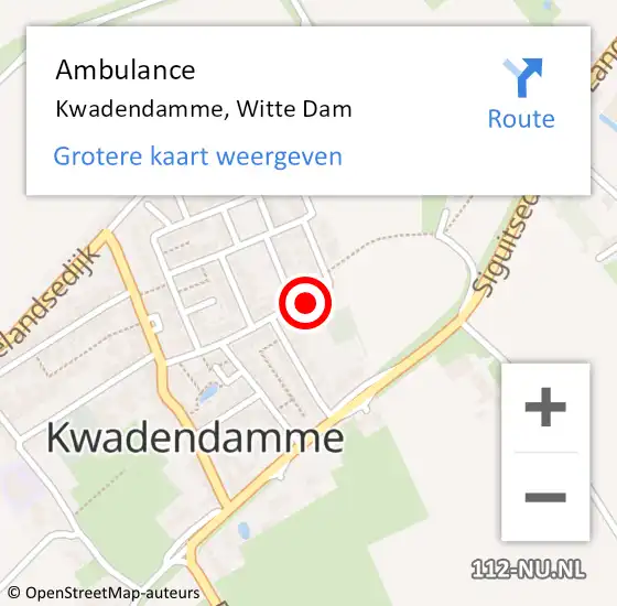 Locatie op kaart van de 112 melding: Ambulance Kwadendamme, Witte Dam op 3 november 2016 09:00