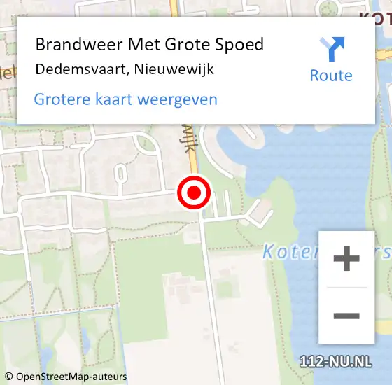 Locatie op kaart van de 112 melding: Brandweer Met Grote Spoed Naar Dedemsvaart, Nieuwewijk op 3 november 2016 09:23