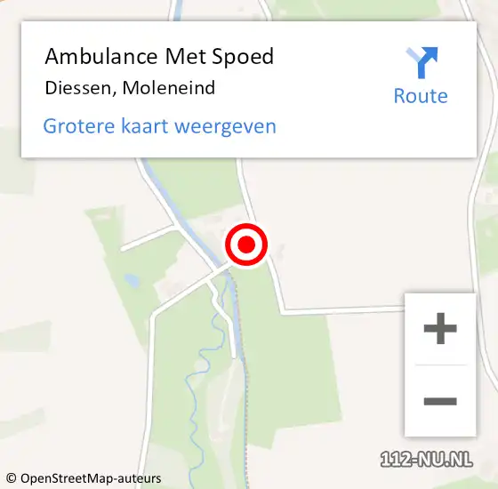 Locatie op kaart van de 112 melding: Ambulance Met Spoed Naar Diessen, Moleneind op 3 november 2016 09:48