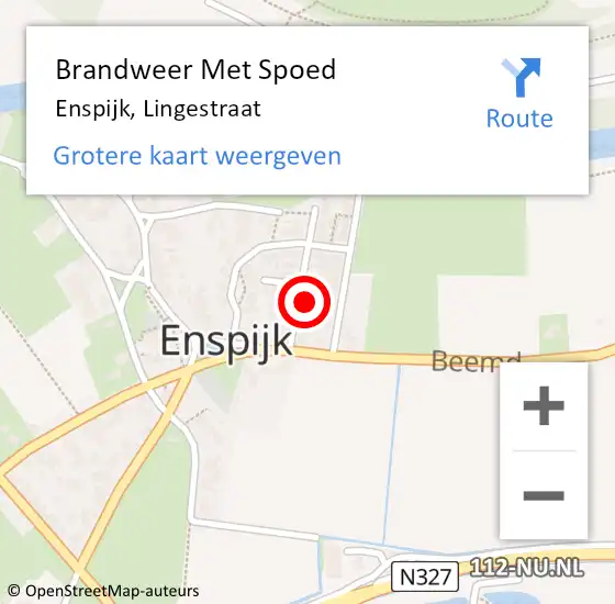 Locatie op kaart van de 112 melding: Brandweer Met Spoed Naar Enspijk, Lingestraat op 31 december 2013 22:03