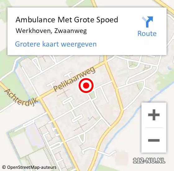 Locatie op kaart van de 112 melding: Ambulance Met Grote Spoed Naar Werkhoven, Zwaanweg op 3 november 2016 10:45