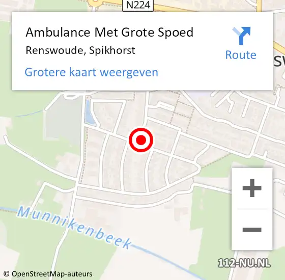 Locatie op kaart van de 112 melding: Ambulance Met Grote Spoed Naar Renswoude, Spikhorst op 3 november 2016 11:04