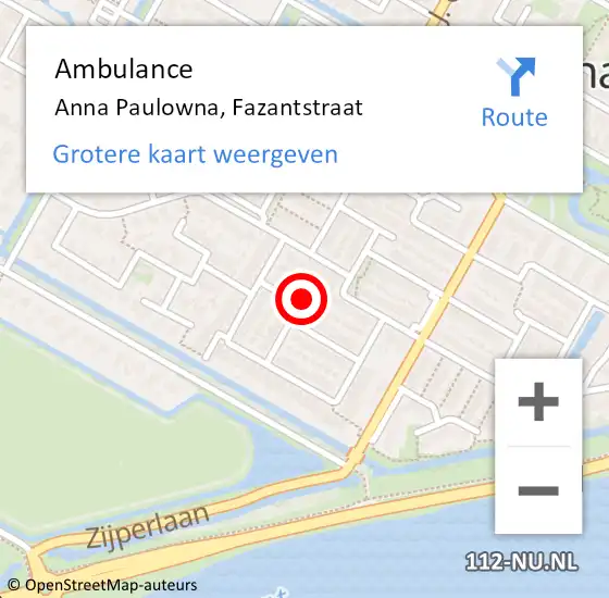 Locatie op kaart van de 112 melding: Ambulance Anna Paulowna, Fazantstraat op 3 november 2016 11:30