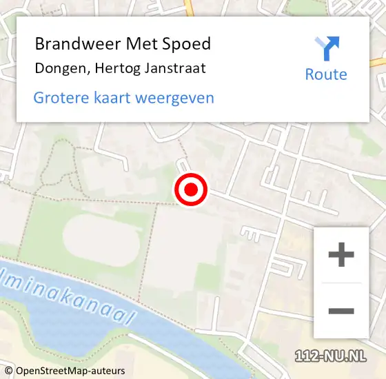 Locatie op kaart van de 112 melding: Brandweer Met Spoed Naar Dongen, Hertog Janstraat op 3 november 2016 11:35