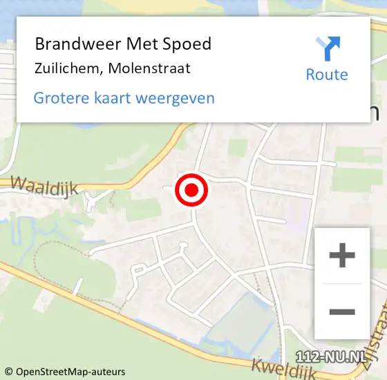 Locatie op kaart van de 112 melding: Brandweer Met Spoed Naar Zuilichem, Molenstraat op 31 december 2013 22:11