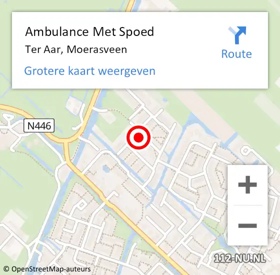 Locatie op kaart van de 112 melding: Ambulance Met Spoed Naar Ter Aar, Moerasveen op 3 november 2016 12:09