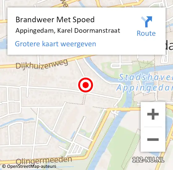 Locatie op kaart van de 112 melding: Brandweer Met Spoed Naar Appingedam, Karel Doormanstraat op 31 december 2013 22:16