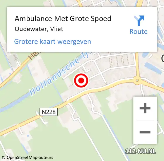 Locatie op kaart van de 112 melding: Ambulance Met Grote Spoed Naar Oudewater, Vliet op 3 november 2016 12:46