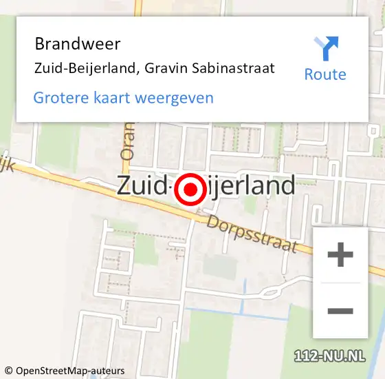 Locatie op kaart van de 112 melding: Brandweer Zuid-Beijerland, Gravin Sabinastraat op 31 december 2013 22:19