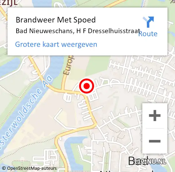 Locatie op kaart van de 112 melding: Brandweer Met Spoed Naar Bad Nieuweschans, H F Dresselhuisstraat op 31 december 2013 22:23